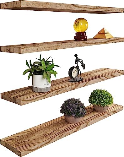 YYWUOJJ Wood Floating Shelves for Wall, Rustic Wall Shelves for Bedroom by YYWUOJJ