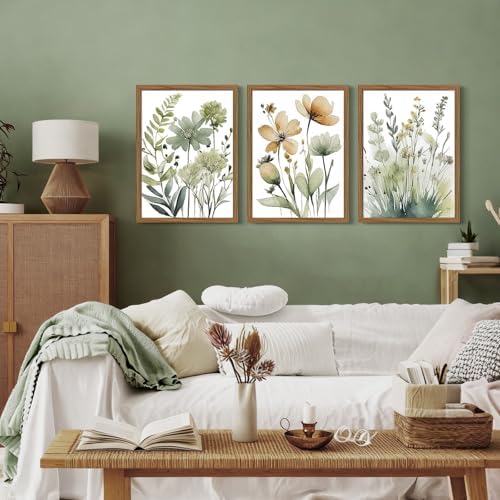 Sage Green Botanical Wall Art Boho Floral Wall Decor Minimalist Plant Canvas - Image 4