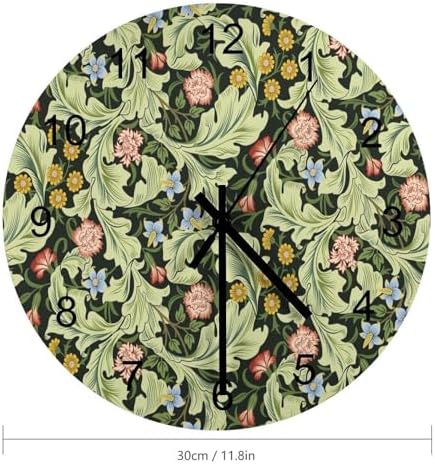 Retro Floral Wall Clock Silent Non Ticking Battery Operated, Vintage William - Image 2