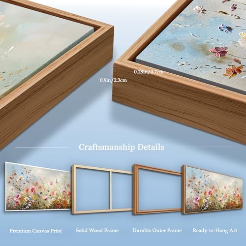 crmotu Extra Large Wall Decor, Colorful Wildflower Framed Print 32"x71" - Image 6