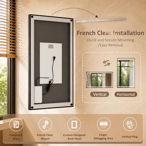 48''x36'' Lighted Mirrors for Bathroom Wall Backlit + Front Lit, Rectangular - Image 7