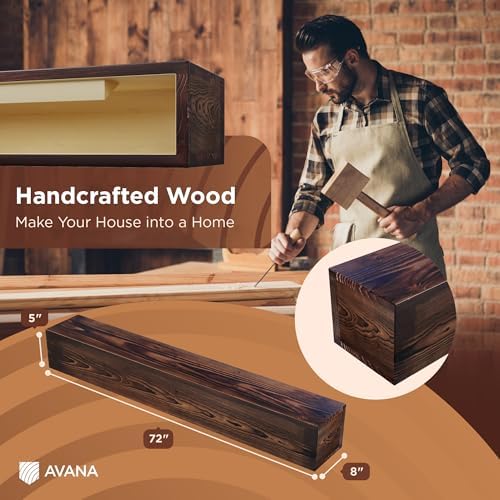 Avana Rustic Fireplace Mantle Shelf 72 Inches - Image 2