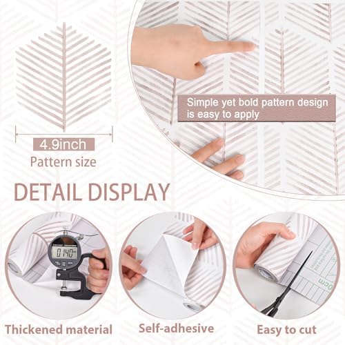 MelunMer Modern Peel and Stick Wallpaper Boho Contact Paper 17.3''×276'' - Image 3