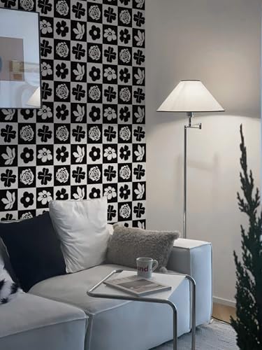 Heroad Peel and Stick Wallpaper Modern Contact Paper Black and White Floral - Image 5