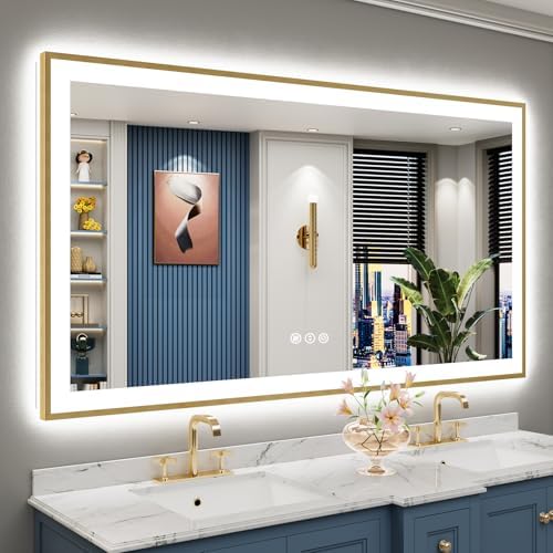 66x36 Gold LED Bathroom Mirror by Awandee