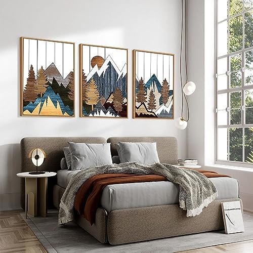 CHDITB Mountain Wall Art Prints Set, Country Woodcut Wall Decor, Rustic Forest - Image 3