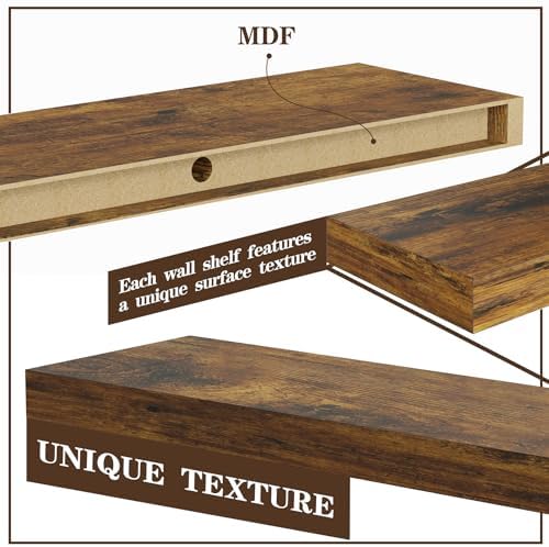 BAMEOS Floating Shelves, 40 in W x 7in D Wall Mounted Wooden Shelves - Image 4