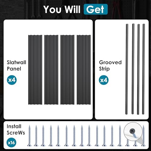 Brakki Slat Wall Paneling 4x4 Ft, Slatwall Garage Organizer Storage System - Image 4