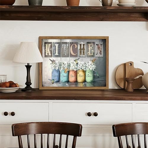Framed Vintage Kitchen Canvas Wall Art, Retro Letter Signs - Image 6
