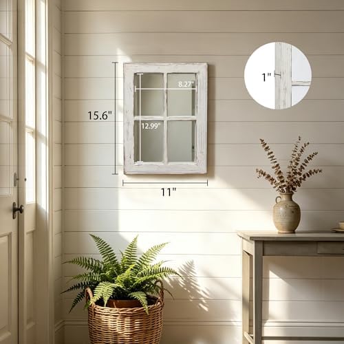 Rustic Small Window Pane Mirror Wall Decor 11 x 16 inches - Image 2
