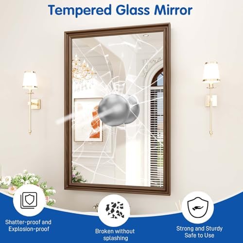 WEER Brown Bathroom Vanity Mirror 24x36 Inch - Image 4