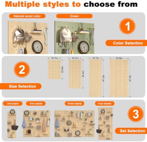 AMSXNOO Modular Wood Peg Board Wall Organizer Kits, 47.2X70.9IN/120X180CM - Image 3