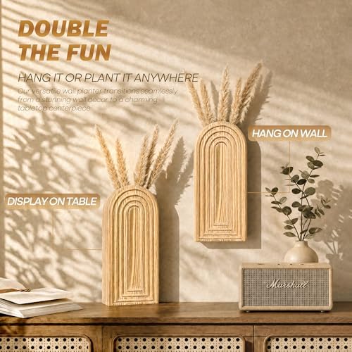 EOSAHR Wall Vase: Wall Planter for Indoor Plants & Fake Flowers, WarmYellow - Image 4