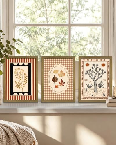 Framed Vintage Botanical Canvas Wall Art Set of 3, Boho Floral Leaf Desert Tree - Image 6