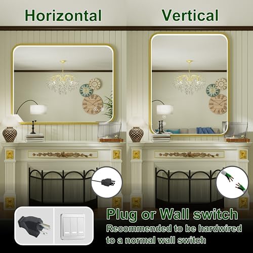 40"x30" Gold LED Bathroom Mirror - Image 6