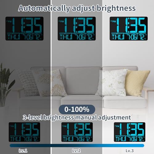 PERSUPER 13" Digital Wall Clock Large Display - Image 4