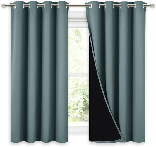 NICETOWN 100% Blackout Curtains 54 inches Long, Double-Deck Completely Blackout by NICETOWN
