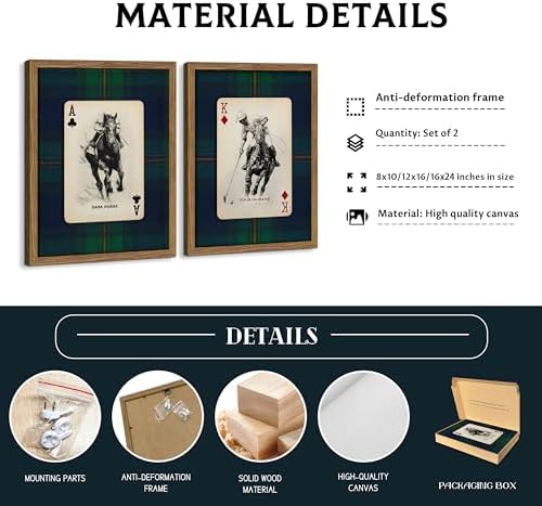 Framed Vintage Playing Card Wall Art Set of 2, Classic Polo Rider and Race - Image 5