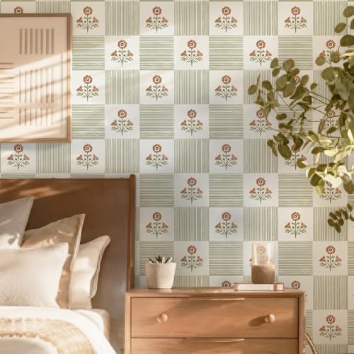 Guvana Green Floral Peel and Stick Wallpaper Boho Contact Paper Vintage Floral - Image 2