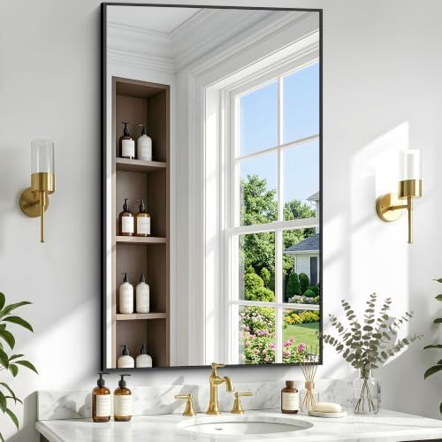 48" x 30" Bathroom Mirror for Wall, Metal Framed Rectangular Vanity Mirror - Image 2