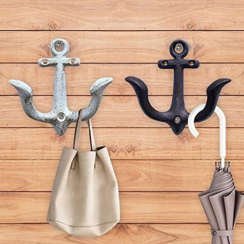 Notakia Vintage Rustic Cast Iron Nautical Anchor Design Wall Hooks Coat Hooks - Image 7