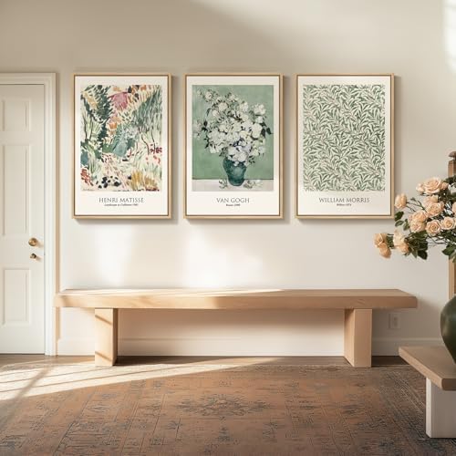 Large Framed Van Gogh Sage Green Canvas Wall Art - Image 4