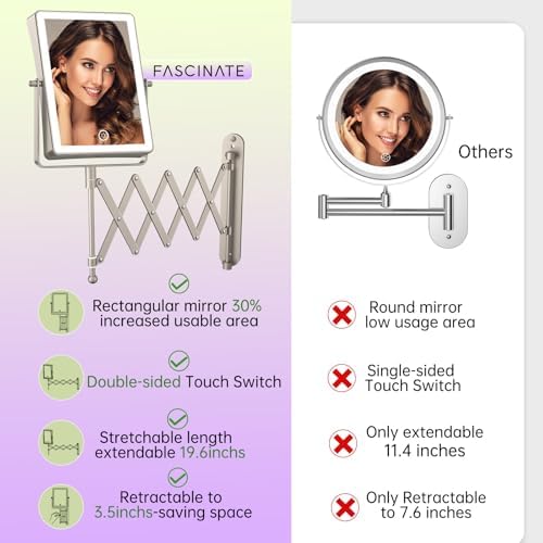 FASCINATE 8.7" 5000mAh Rechargeable Wall Mounted Makeup Mirror - Image 3