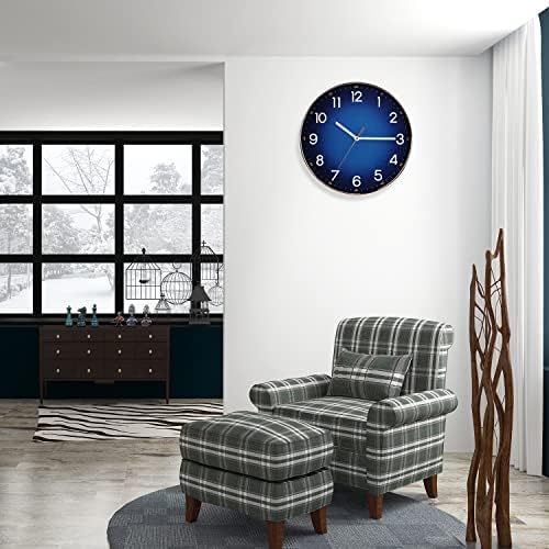 Navy Blue Wall Clock, Quality Quartz Silent Non-Ticking Battery Operated - Image 6