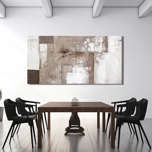 YISXINOAG Brown Grey White Abstract Wall Art Modern Fantasy Canvas 29"X58" - Image 6