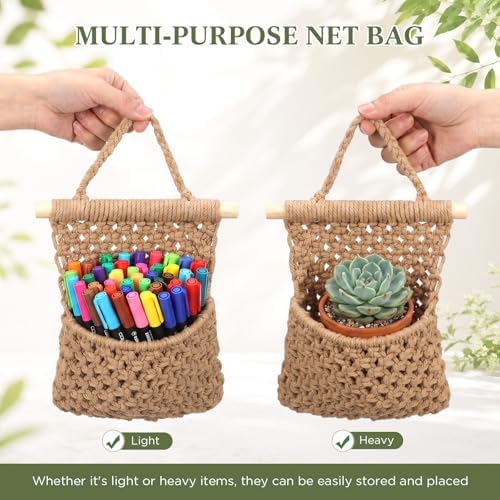 4 Pack Macrame Wall Plant Hangers, Jute - Image 3
