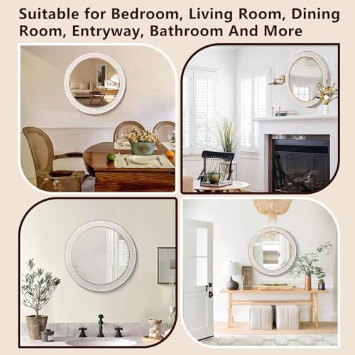 24 inch Round Rustic Wooden Mirrors, Distressed Circle Mirror - Image 7