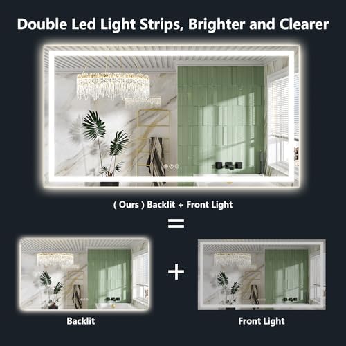 68x48 LED Bathroom Mirror with Lights, Lighted Vanity Mirror - Image 2