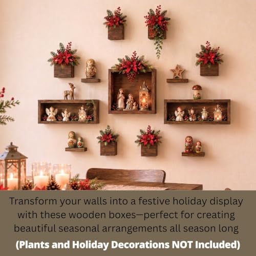 LaLaGreen Wooden Floating Shelves Indoor Wall Mounted Plants - Image 3