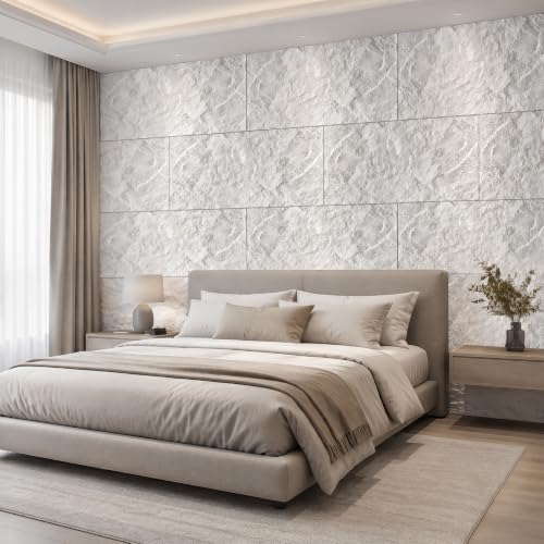 6 Pack Faux Stone 3D Wall Panels White 47.2x23.6 Inch Cement Texture Thicker - Image 7