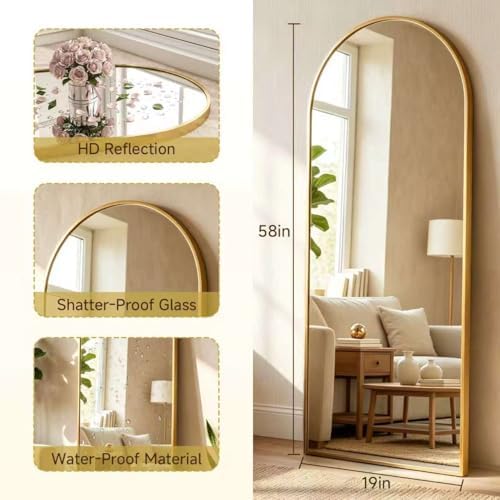 58"x19" Floor Mirror Full Length, Arched Full Length Mirror - Image 3