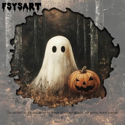 Framed Vintage Halloween Ghost Wall Art, Cute Ghost - Image 3