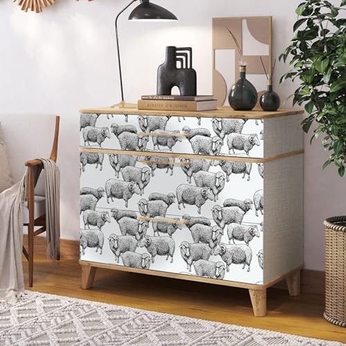 FLFK Sheep Peel and Stick Wallpaper, Hand-Drawn Sheep Pattern Decals, Country - Image 5