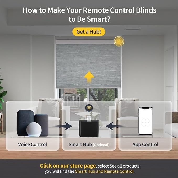 Motorized Blinds with Remote, Grasscloth Fabric Smart Blinds with Valance Cover - Image 6