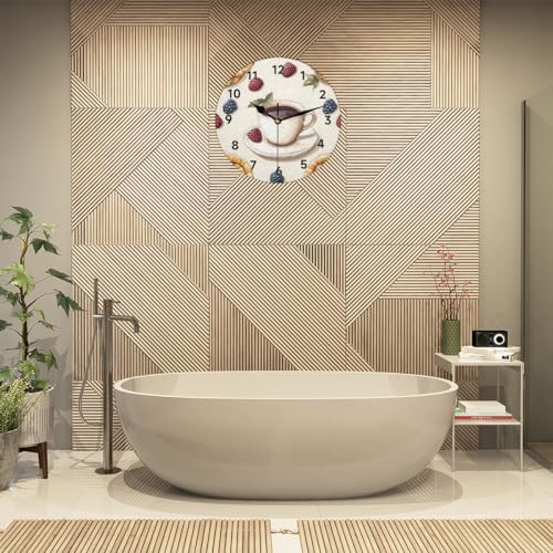 Coffee Wall Clock 9.84 Inch Silent Wall Clocks Battery Operated Non Ticking - Image 4