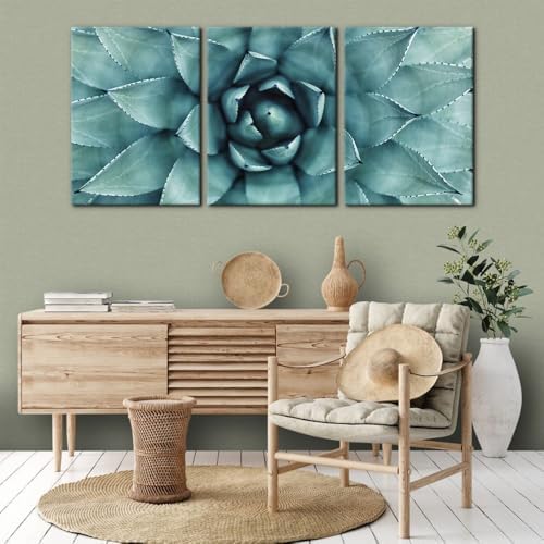 Pacimo 3 Pieces Canvas Wall Art Succulent Centre Pictures Prints Giclee Poster - Image 2