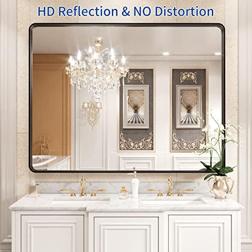 WEER Black Bathroom Vanity Mirror 40X32 Inch - Image 2