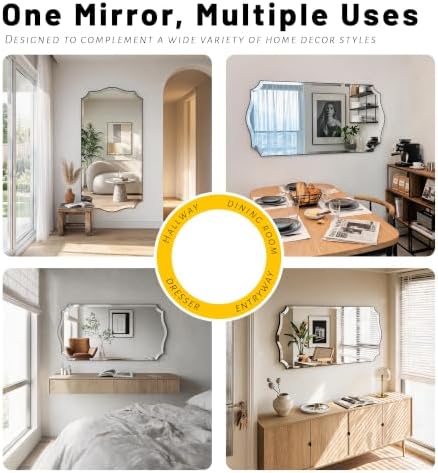 POZINO 60"x30" Premium Scalloped Beveled Bathroom Mirror - Image 7