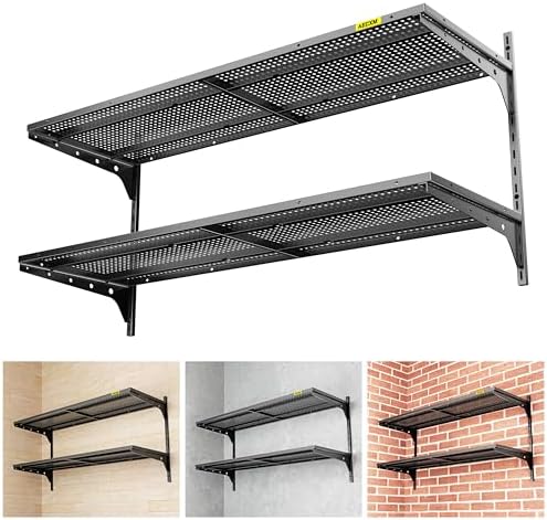 Aecxm 1pack×2 Tier 1.3x4ft Garage Shelving Wall Mounted, 260lbs Load by AECXM
