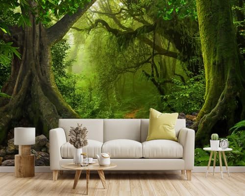 Green Forest Landscapes Woodland Tree Fabric Wallpaper Living Room Bedroom - Image 2