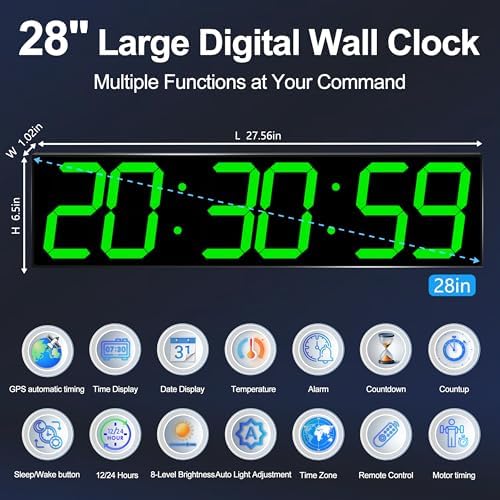CHKOSDA 28 Inch Oversized Digital Wall Clock - Image 2