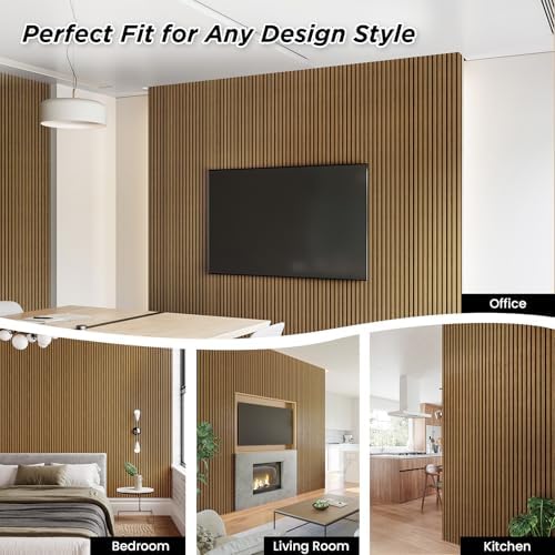 SMARTSTANDARD 2 Pack 105.9" x 12.6" Wood Slat Wall Panels, Classic Oak - Image 2