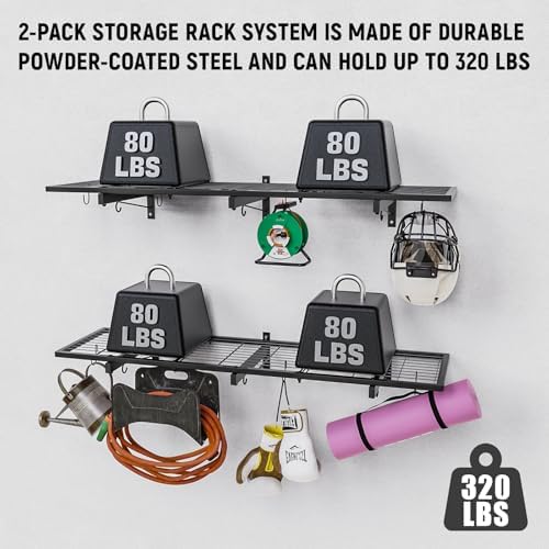 2 Pack Garage Wall Shelves, Heavy Duty Shelf Organizer - Image 4