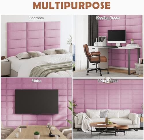 IFNOW Wall Mounted Headboard, Peel and Stick Panels, Light Pink - Image 6