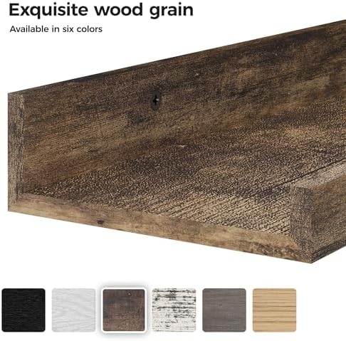 upsimples 12 Pack Wooden Floating Shelves, Wall Storage Decor Shelf - Image 4
