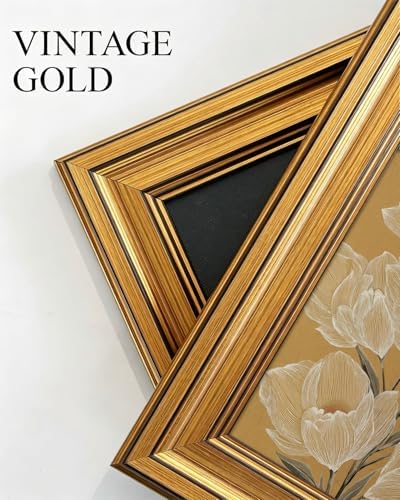Gold Framed Wall Art, Vintage White Magnolia Flowers Line Canvas Prints - Image 3